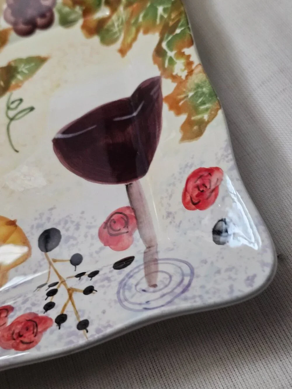N.D Hand-painted Colorful ceramic square Cheese & Canapes Plate